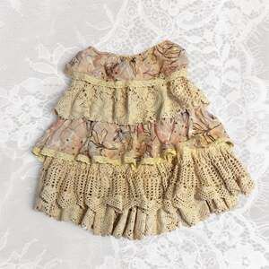 Yen Club Floral Chiffon Crochet Tiered Mini Skirt